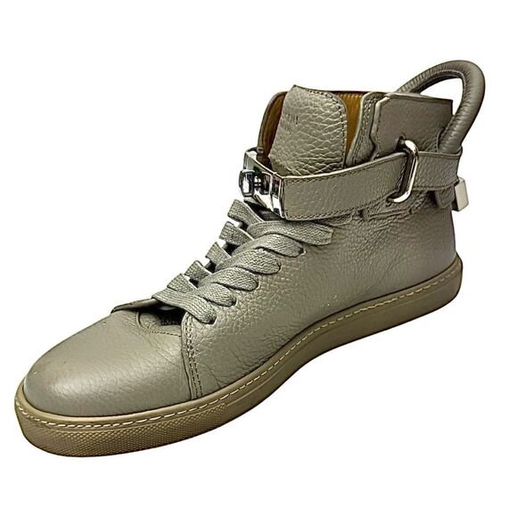 Buscemi High Top Men’s Sneaker Gray Leather Size EU 41 US 8.5  Pre-Owned - Picture 2 of 12